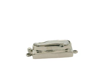 Sterling Silver Pearl Clasp: Long Box Clasp (30x10mm)