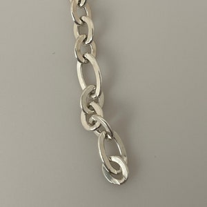 3 Feet of 925 Sterling Silver Chain | Flat Hollow Figaro Chain | Size: Small link 5.6X6.45mm & Large Link 10X5.6mm | CHN114SS