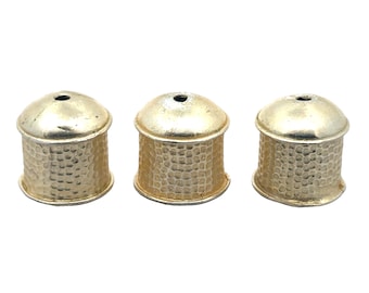 Large Tall End Tassel Caps, 8 Pcs, Size - 22X21mm Inside Size - 18mm, Great for Kumihimo, Gold & Silver Plated, E-Coated.