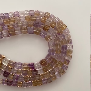 1 Strand of Natural Ametrine Faceted Cube Beads. 100% Natural. 6mm to 8mm size, 24 to 34 Beads per strand, Good Quality Faceted Cubes #amet1