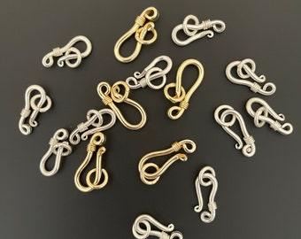 Pack of to 10 to 15 Hooks, Gold Finish And Silver Plated E-coated copper Hooks.  S Hooks, Clasps Available In Two Size :25mmX10mm,20mmX9mm