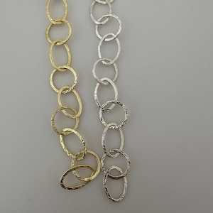 3 Feet of Chain Gold Finish & Silver Plated Circle And Oval Solid Copper Pattern, Chain sizes: Circles are 14mm and Ovals are 14mmX2mm