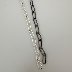 The 925 Sterling Silver Chain | 1 Foot  Long |  Silver Rectangle Chain Round Wire | Size 13.3mmX5mm