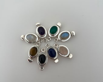 Sterling Silver Gemstone Clasp: Amethyst, Onyx, Labradorite, and More