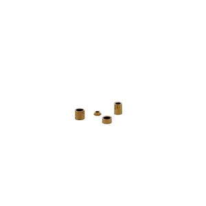 May include: Four gold-colored metal rings of different sizes. The rings are round and have a smooth surface.
