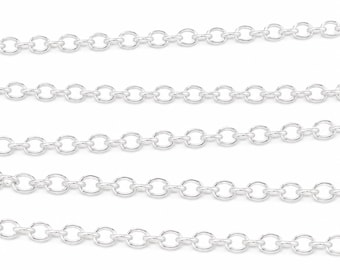 Sterling Silver Cable Chain: 1 Foot (2.6mm X2.15mm)