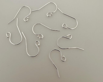 925 Sterling Silver Ball End Ear Wire  | 10Pcs. Per Pack | Size: 11.5X20mm (0.66mm) EW8SS