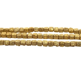 Brushed Square Copper/Brass Beads: Gold Finish, Anti-Tarnish (7mm, 29 Strand)