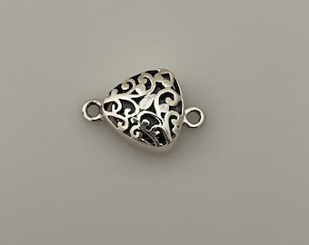 Sterling Silver Magnetic Clasp | 925 Sterling Silver | One Pcs Heart Shape Clasp | Size: 13mmX13mm  C15SS