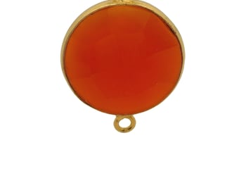 Moldura de moeda de ônix vermelho banhada a ouro: prata esterlina com duas voltas (15 mm, 1 peça)