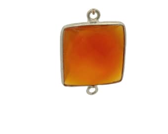 Conector de moldura de prata esterlina de ônix vermelho: quadrado, duas voltas, 15 mm