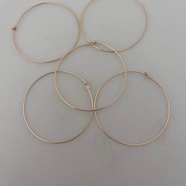 14K Real Gold Filled Wire Beading Hoops | Beading Earwires | 0.70mm Thick Gold Filled Wire | Available 5 Size:  15mm, 20mm, 25mm, 30mm, 45mm