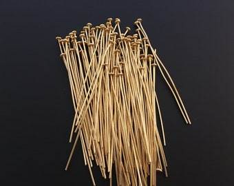 A Pack of Flat Head Pins, Gold Finish, Silver Plated Soft, Available THREE SIZE  and Two color 2, 2.5,3" Long, E-coated, Size: 22 Gauge size