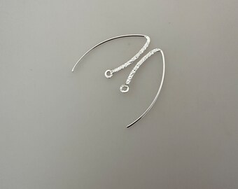 Sparkle V-Shape 925 Sterling Silver Ear Wire - 19 Gauge