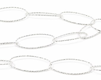 Cadena de eslabones ovalados de plata esterlina: alambre longuette blanco (30 cm)