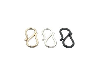 20 E-Coated S-Hook Clasps: Copper/Brass Jewelry Findings (27mmX12mm)