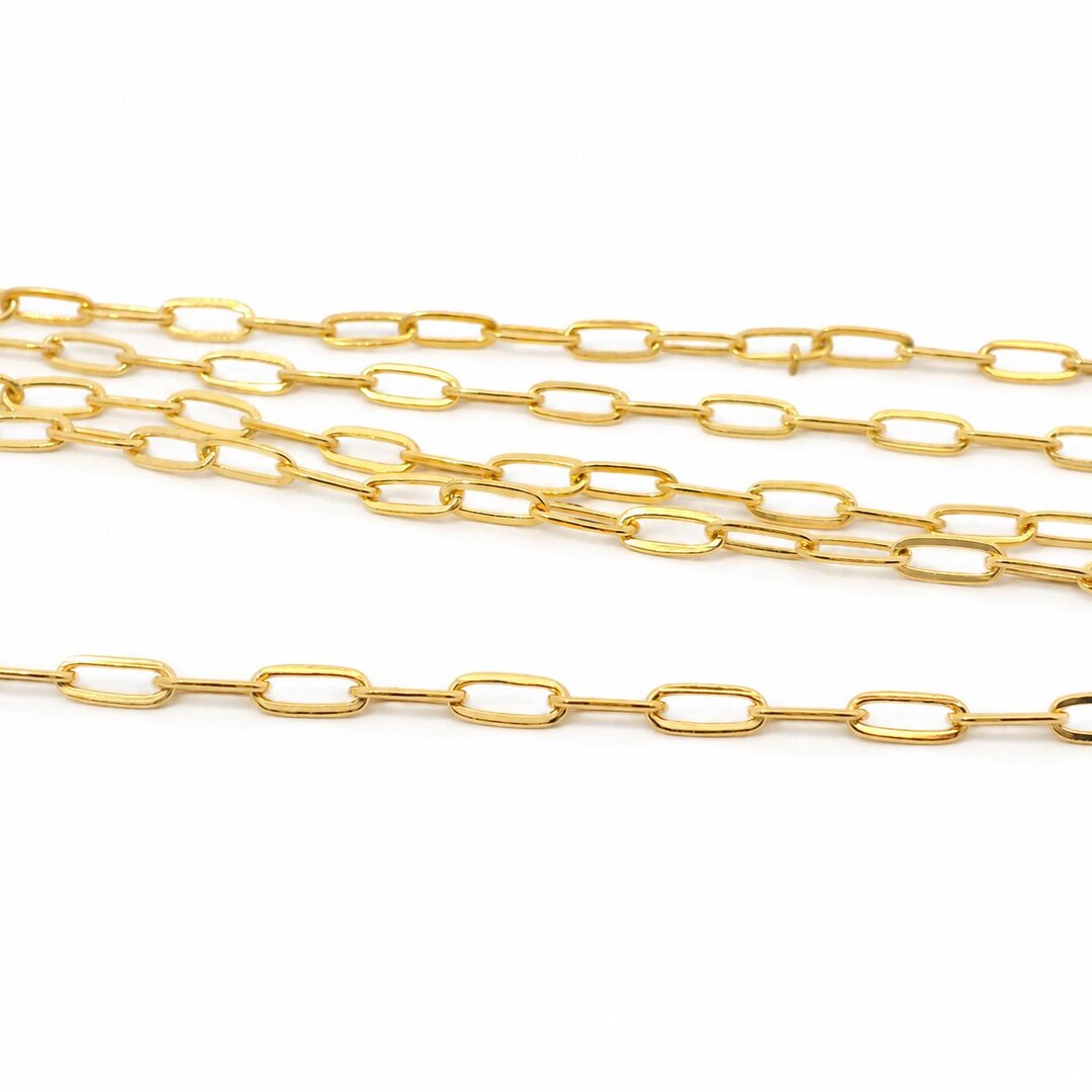1フィート 14K ゴールドフィルド フラットケーブルチェーン (2.8 mm x