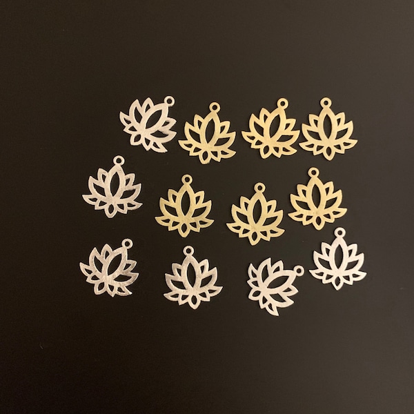 Filigree Design Lotus Pendant/Charm, 15 Pcs., Size: 23mmX21mm, Gold & Silver PlatedAnd Gunmetal.