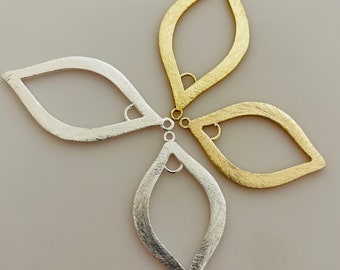 Marquise Shape Double Looped, 50X20mm, 40X24mm, Gold & Silver Plated,  E-Coated, Brushed Finish, Earring Components.