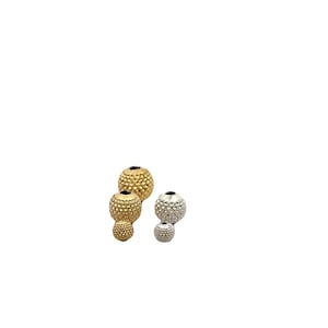 Dotted Round Beads: Gold & Silver Anti-Tarnish Copper/Brass (3mm-10mm, 8" Strand)