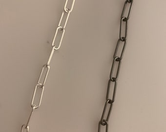 3 Feet of 925 Sterling Silver Chain, Rectangular Chain Round Wire . Machine made Chain, Size 11.4mmX4.2mm