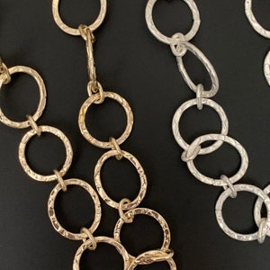 Oval + Circle Link Chain, 3 Ft. of Copper Patterned Chain, Multiple Colors: Gold & Silver Plated, Size -  Circle 16mm, Oval 18X14mm.