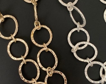 Oval + Circle Link Chain, 3 Ft. of Copper Patterned Chain, Multiple Colors: Gold & Silver Plated, Size -  Circle 16mm, Oval 18X14mm.