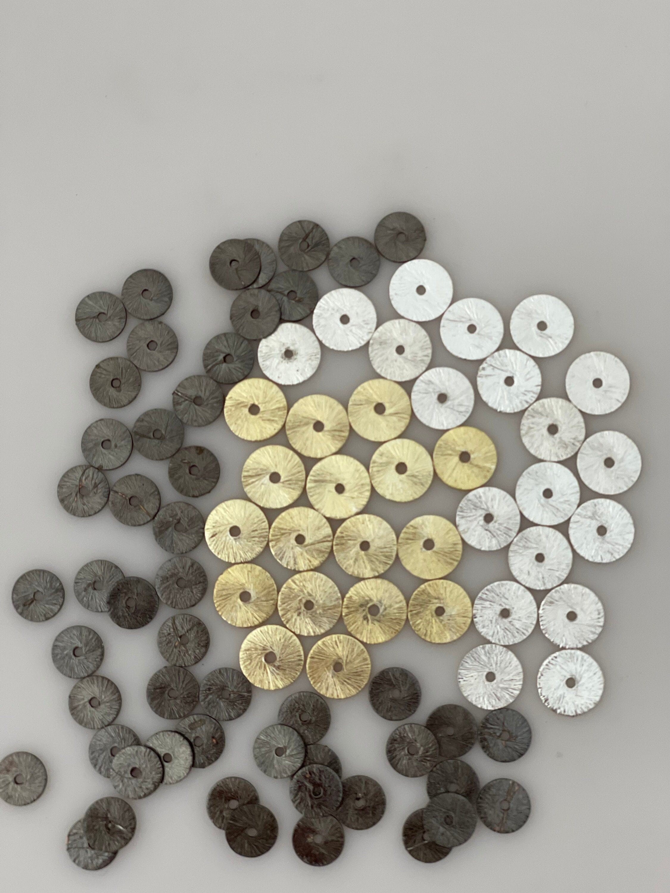 Small Bronze Washer Bead Spacers, Mykonos Greek Beads, Organic