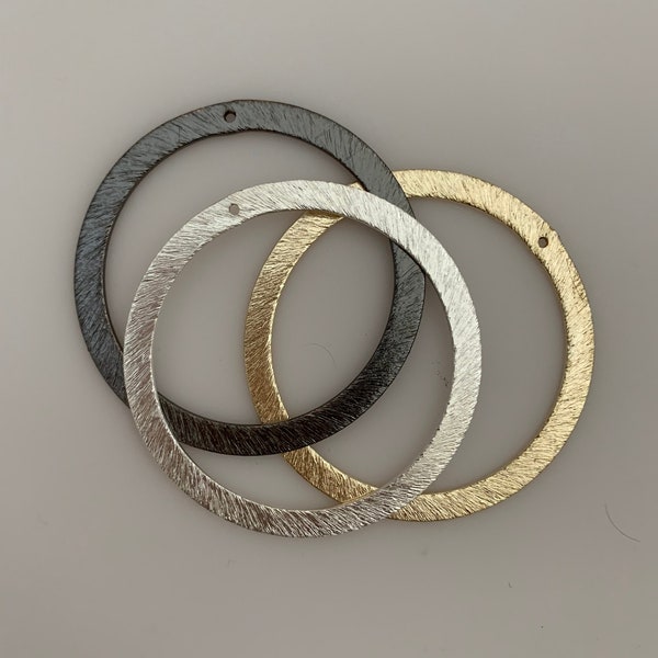 4 to 6 Pcs of Wide and Brushed Ear Ring Hoops E-coated, Brushed Finish,    Rings/Circles/Hoops. Anti Tarnish