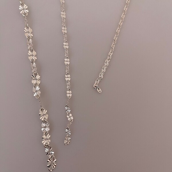3 Feet of 925 Sterling Hammered Cable This  Chain is Available Three Size: 3mX4m,5mX7,2mX.7m
