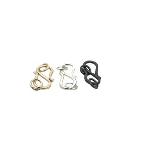 S Hooks, 12 Pcs., Available in Multiple Colors. Gold, Silver Plated and Gunmetal Plated, Made out of Copper/Brass, Size: 25X12mm