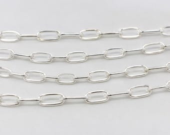 Sterling Silver Flat Cable Chain: 2.8mm x 5.7mm, 1 Foot