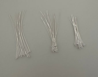 Sterling Silver Flat Headpins | 925 Sterling Silver | 23 Gauge | Available in three sizes: 2", 2.5", 3"