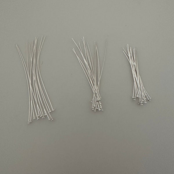 Sterling Silver Flat Headpins | 925 Sterling Silver | 23 Gauge | Available in three sizes: 2", 2.5", 3"