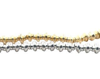 1 Strand of  Modern Minimalist Caps in two colors and two sizes. Designer&#39;s Caps, Silver Plated Gold Finish, Caps Size: 6mm & 8mm