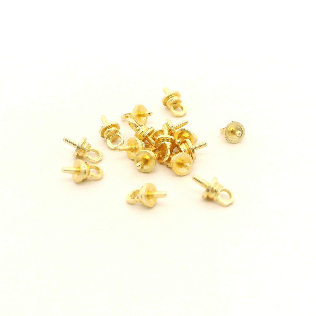 Gold Finish Stud Earring Posts With Loop, Jewelry Making Findings (8mm ...
