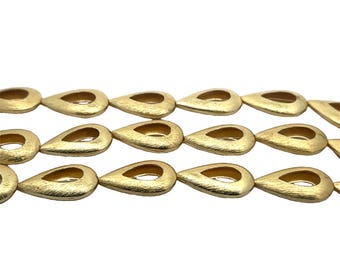 Gold Teardrop Beads Strand: Brushed Brass Jewelry Findings