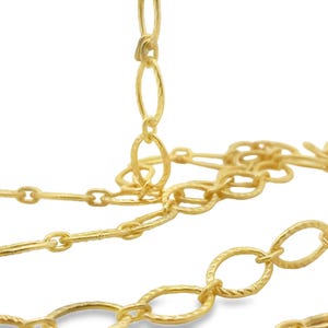 Hammered Oval Link Chain | Gold & Silver Plated | Patterned Chain | Size: 16mmX11mm, 1 Foot