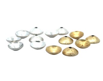 A Strand of Bead Caps, End Caps, Brushed Finish, E-Coated, Available 2 Colors: Gold Finish & Silver Plated, About 54 caps, Size-10mm .