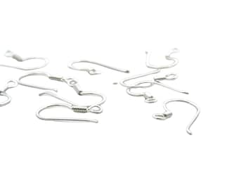 Hammered Ear Wires, 925 Sterling Silver Ear Wire, The 5 Pairs (10Pcs)  10mm Width And 18mm Long