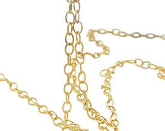 Catena a maglie ovali in ottone placcato oro: materiale per la creazione di gioielli (3,5 mm x 5,3 mm, 30 cm)