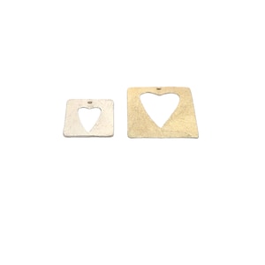 Heart Square Charms/Pendant, Multiple Sizes: 16X21mm, 22X32mm, Gold Finish & Silver Plated Charms/ Components/Findings.