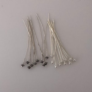 925 Sterling Silver Fancy Headpins: Shiny or Oxidized, 23 Gauge