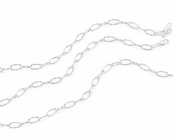 Lång kabelkedja i 925 vitt sterlingsilver, 30 cm, storlek 5,6 mm x 2,6 mm | CHN16SS