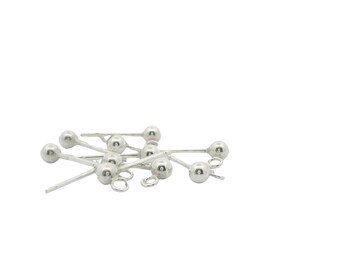 925 Sterling Silver Ball Earrings with Ring – 3mm & 4mm Sizes | Pack of 6–10 Pcs |