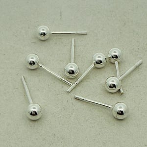 925 Sterling Silver 3mm and 4mm Ball Earrings – Simple Studs for Everyday Wear, 8 and 10 PCs. Per Pack.