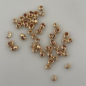 14K Real Gold Filled Crimp Covers Crimps Beading Crimp Covers Available three Size: 2.5mm, 3mm, 4mm 25 to 85Pcs in a Pack. image 2