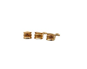 Anéis abertos com argola pequena em ouro 14K, conjunto de 7 peças.