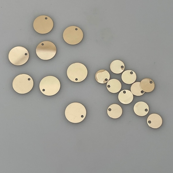 14 K Real Gold Filled Discs | One Hole Flat disc | 0.3mm Thick | Available Four Size 4mm, 6mm, 8mm and 10mm .