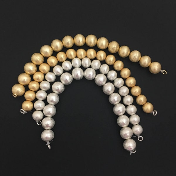 1 Strand of Round Beads |  Brushed | Anti Tarnished | Copper/Brass Beads | Gold Finish and Silver Plated |  Size- 6,8,10,12,14,16mm